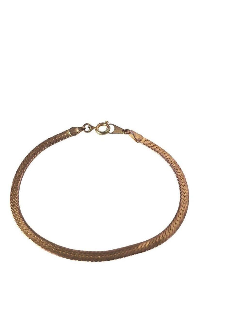 Rose Gold Herringbone Bracelet Vintage Costume Jewelry OS